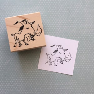 Goat Eating your Mail Wood Mounted Rubber Stamp 6474 image 3