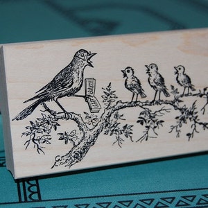 Songbirds Singing Lesson Wood Mounted Rubber Stamp 3313