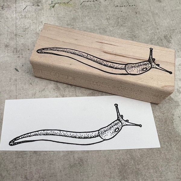 Large Banana Slug Wood Mounted Rubber Stamp