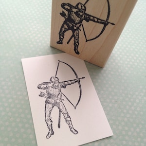 Archer with Bow and Arrow  Wood Mounted Rubber Stamp 1858