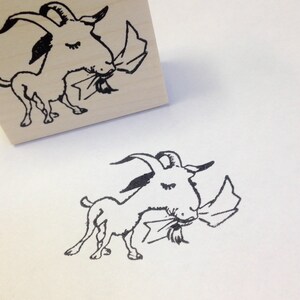 Goat Eating your Mail Wood Mounted Rubber Stamp 6474 image 2