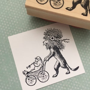 Lion and a Lamb Very cute Wood Mounted Rubber Stamp 837 image 1