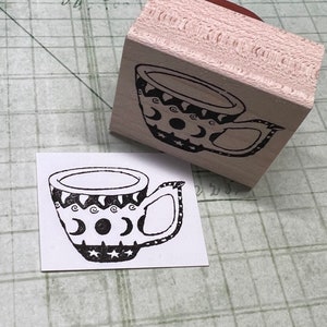 Magical Moon Teacup Wood Mounted Rubber Stamp DB4499D