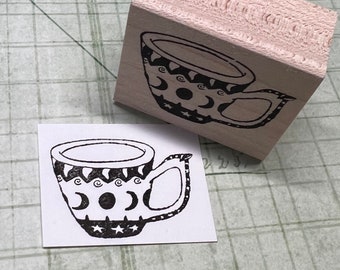 Magical Moon Teacup Wood Mounted Rubber Stamp DB4499D