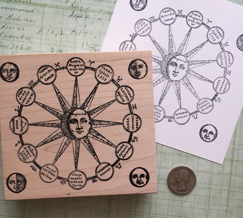 Sun Moon Chart Rubber Stamp 6649 Etsy