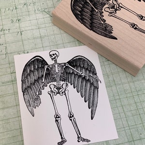 Skeleton Angel Wood Mounted Rubber Stamp 6821