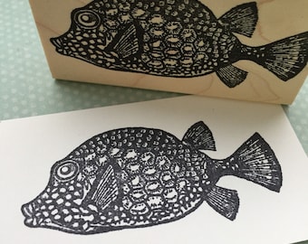 Patterned Fish Rubber Stamp 5276