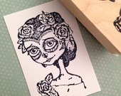 Sugar Skull Wood Mounted Rubber Stamp 6490
