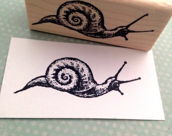 Snail Rubber Stamp: Detailed Image for Card Making, Scrapbooking (1.25x2 inches) 3128