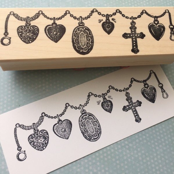 Locket Chain Wood Mounted Rubber Stamp 5626