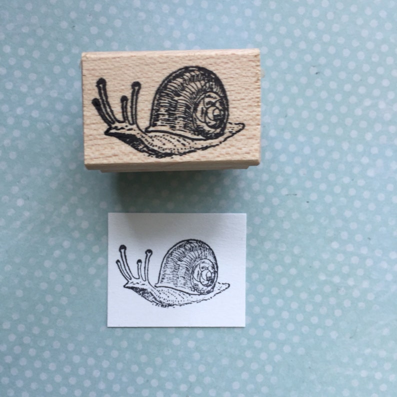 Small Snail Rubber Stamp Snail Mail Stamp Animal Stamp Snail Etsy