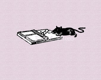 Mouse or Rat Trap  Mounted Rubber Stamp (very small)