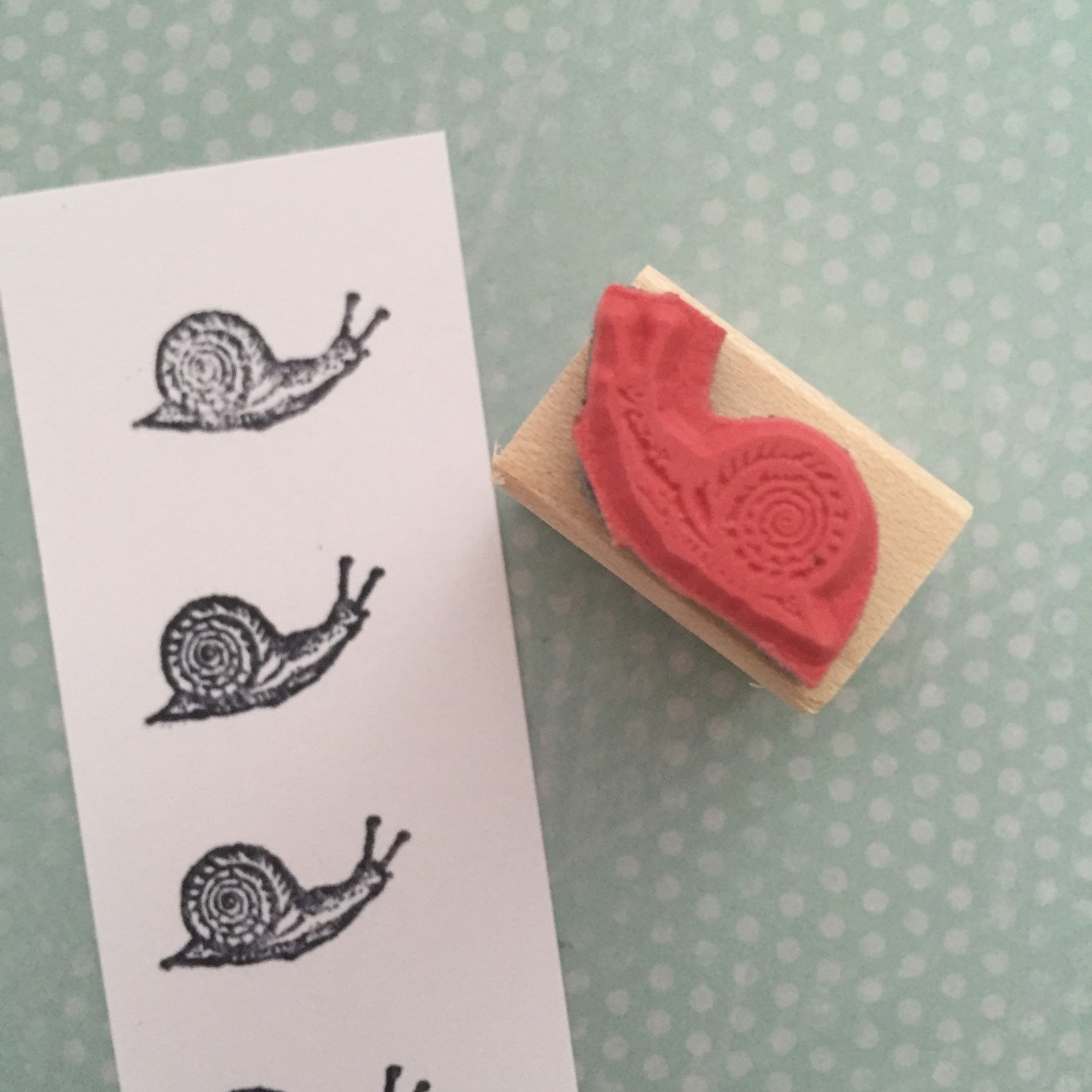 Tiny Snail Mounted Rubber Stamp Etsy