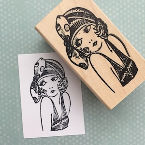 Babe in Bandana Wood Mounted Rubber Stamp 3480
