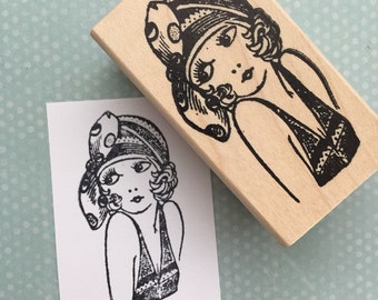 Babe in Bandana Wood Mounted Rubber Stamp 3480