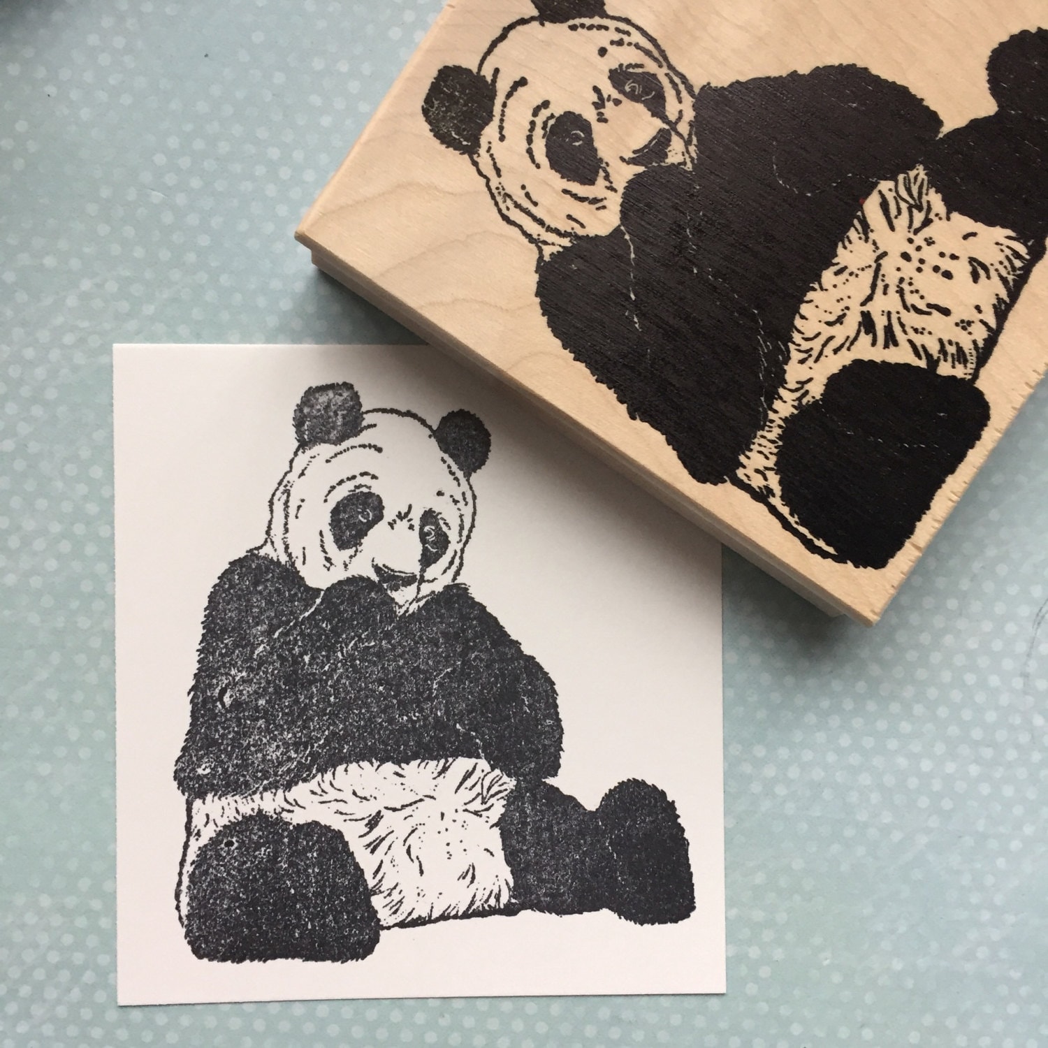 Giant Panda Rubber Stamp Etsy
