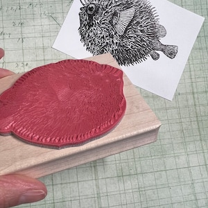 Aufgeblasener Stachelschwein Kugelfisch Stempel 4236