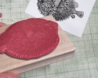 Inflated Porcupine Puffer Fish Rubber Stamp 4236
