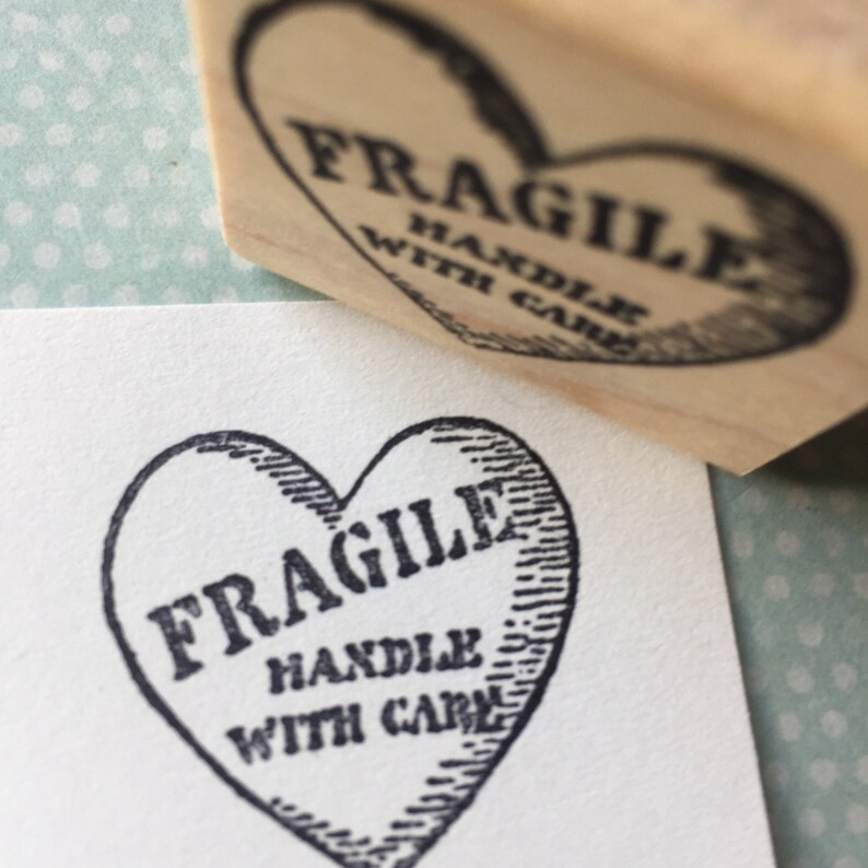 Fragile Heart Handle With Care Rubber Stamp 6358 Etsy