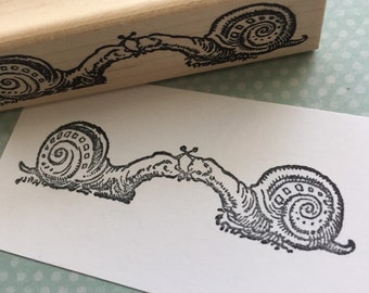 Kissing Snails Wood Mounted Rubber Stamp 4801