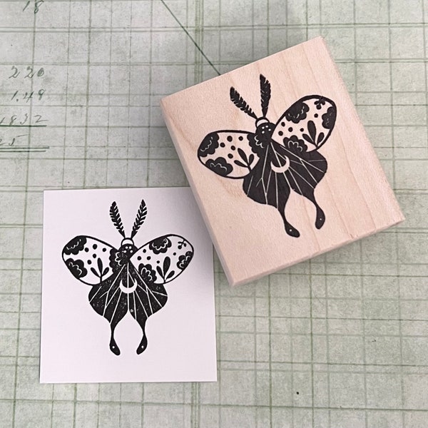 Magical Moon Moth Rubber Stamp