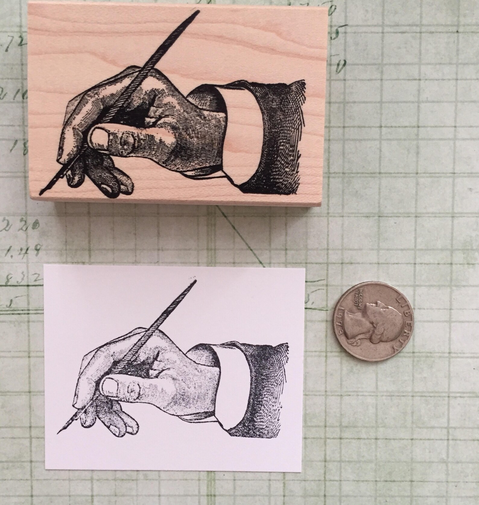 Hand Writing a Letter Rubber Stamp 4084 Etsy