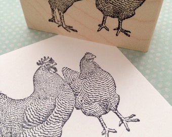 Pair of Fowl Wood Mounted Rubber Stamp 1681