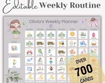Fairy Theme Weekly Planner for Kids: Visual Schedule, Routine Cards (Digital Download)