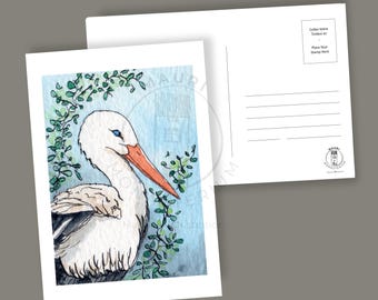 Carte postale "Jolie Cigogne", avec possibilité d'envoi suivi chez votre destinataire!