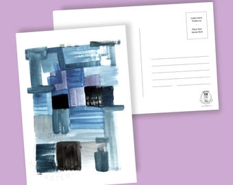 Carte postale "Rectangles bleus", avec possibilité d'envoi suivi chez votre destinataire!