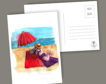 Carte postale "A la plage", avec possibilité d'envoi suivi chez votre destinataire!