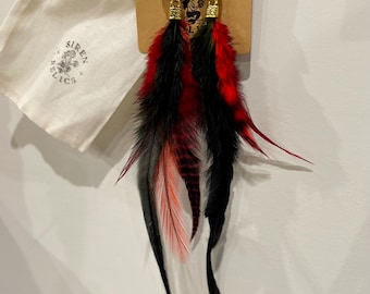 Crimson Corsair Feather Earrings – Pirate Siren Statement Jewelry by Siren Relics