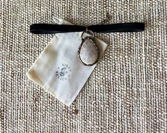 Gilded Fossil Coral Choker: Copper Electroformed Pendant, Black Suede