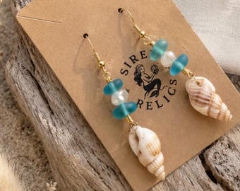 Handmade Shell Pearl Dangle Earrings | Coastal Beach Jewelry, Ocean Inspired