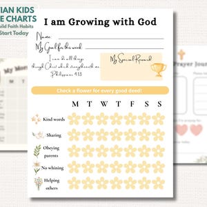 Christian Kids Routine Chart Printable, Morning Evening Checklist, Chore Reward Chart