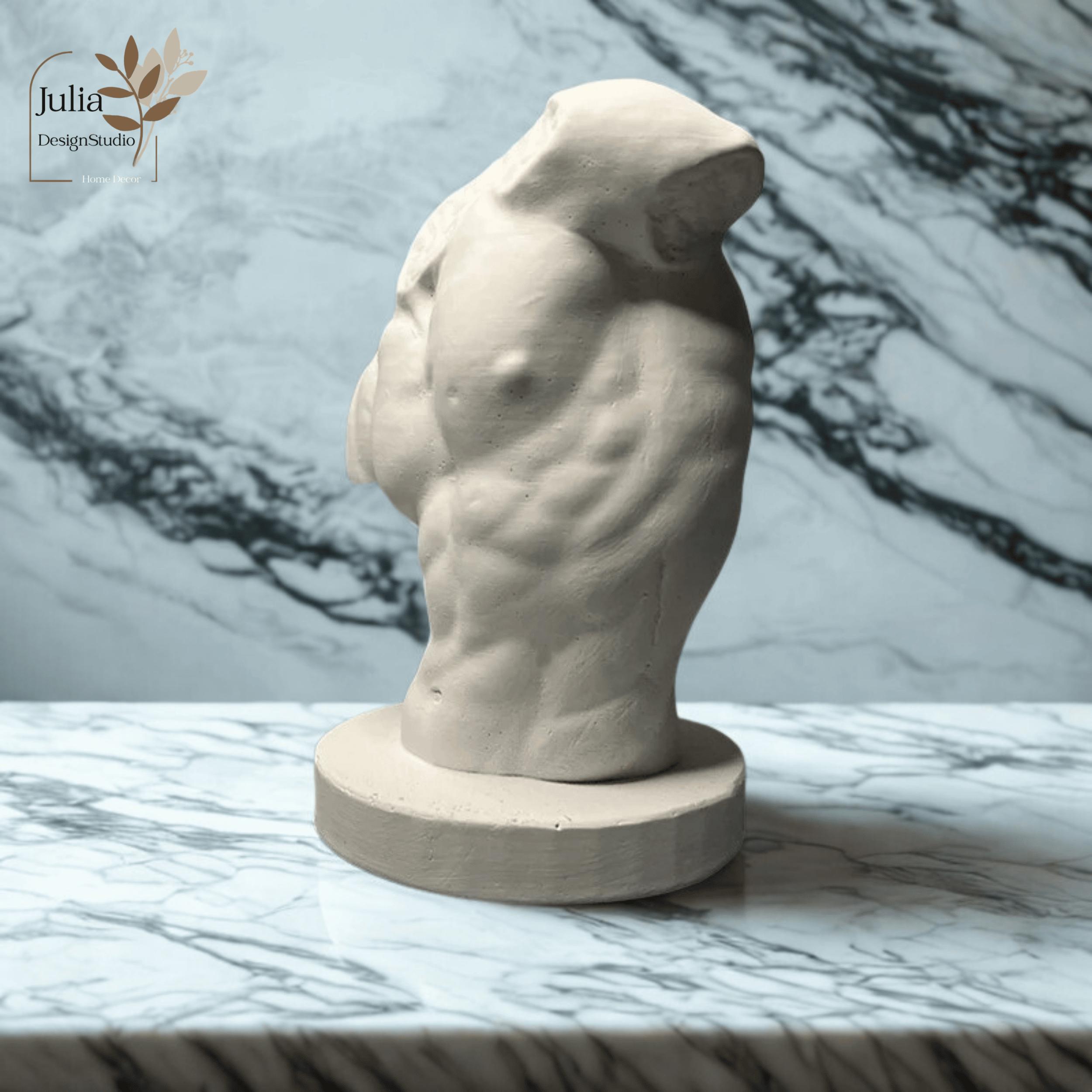 Mannelijk Lichaam Torso Man Kunst Grieks gegoten Marmer Standbeeld Sculptuur Kopie Wit 54 cm