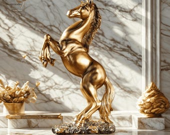 黄金の馬の彫刻 | 中国の馬の像 | 家庭や職場用のエレガントな装飾品