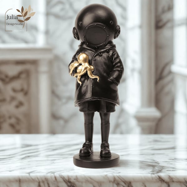 Schreibtisch Wohnkultur, Ozean Taucher Statue Goldener Oktopus | Einzigartige Taucher Skulptur | Nautische Ozean Kunst Figur | Schreibtisch Dekor