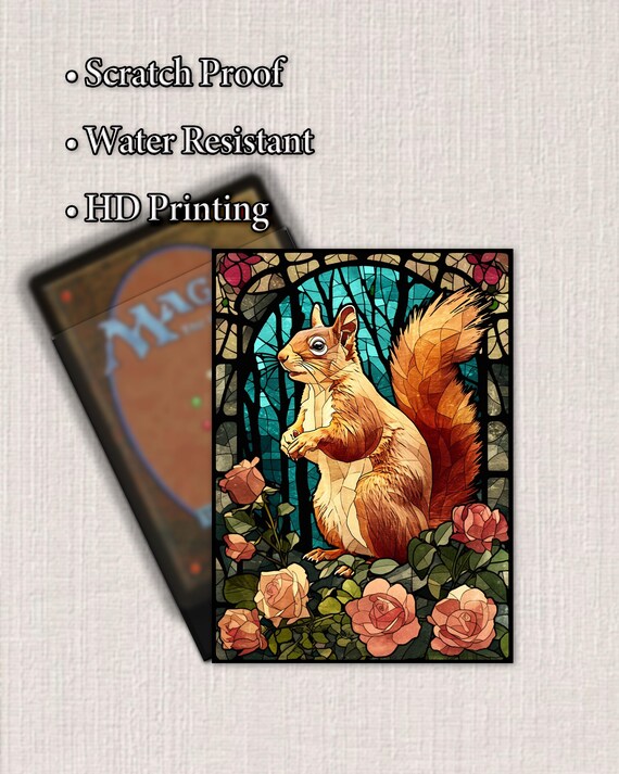 mtg squirrel card sleeves MTG Sleeves Squirrel, TCG Card Sleeve Protector, Stained Glass Themed Card Sleeve, Trading Card Sleeves, Gifts for Gamers