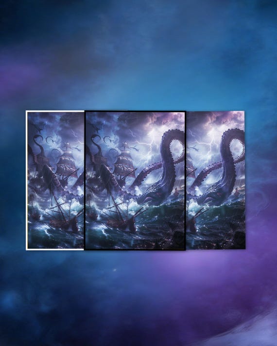 kraken card sleeves Skins Powder Blue Matte 5cm x 12 Mtg Sleeves, Cthulhu Inspiration Card