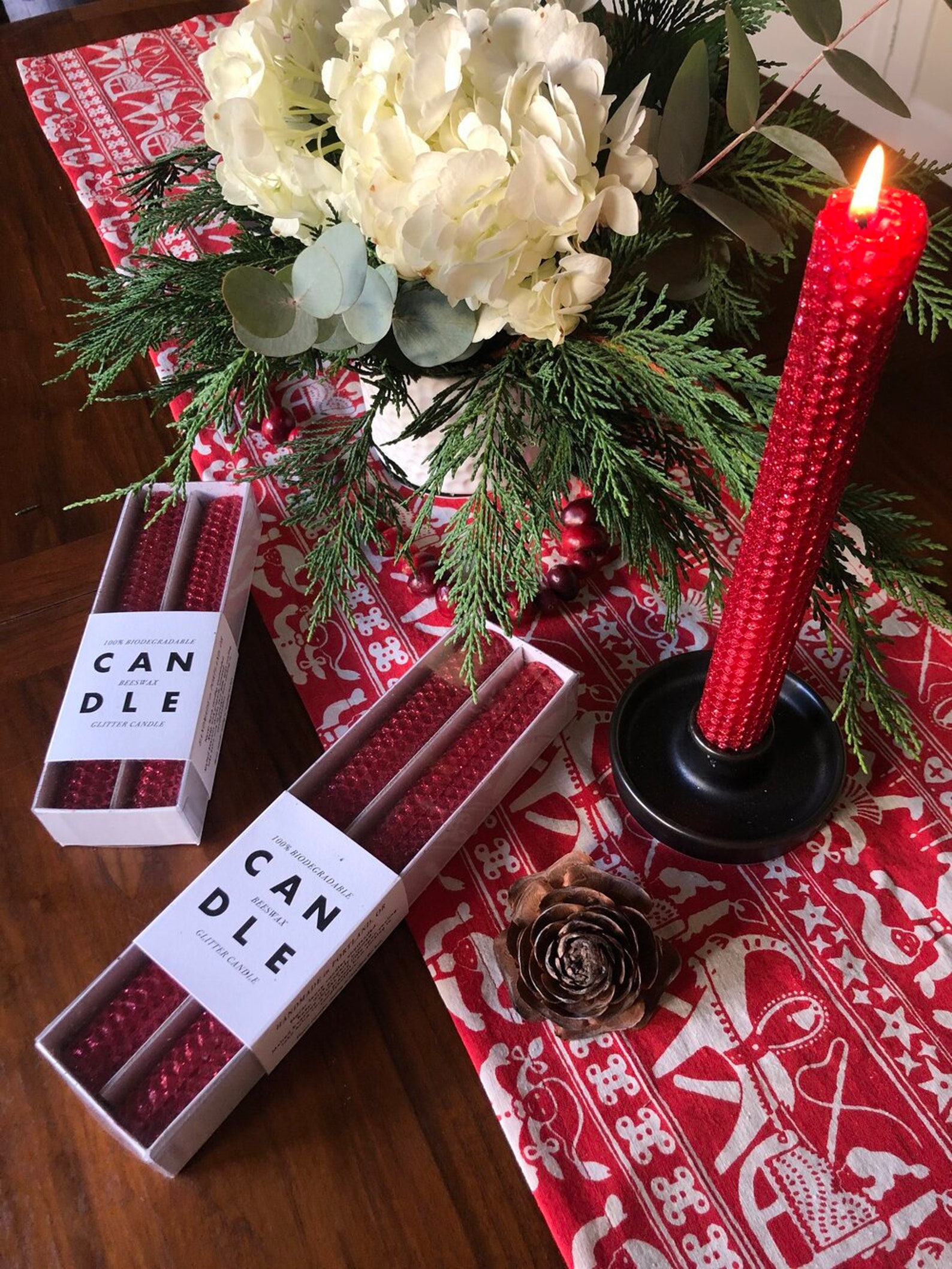 100 Biodegradable Beeswax Glitter Candle Red Etsy