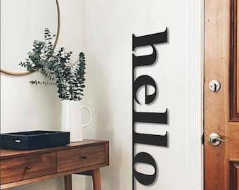 Letrero de pared "Hola": Decoración moderna de MDF para la entrada