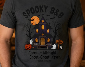Spooky Haunted House Halloween Shirt, Scary B&B Graphic Tee Unisex Spooky Season Horror Gift
