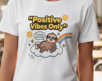 Maglietta con scritta "Solo vibrazioni positive" / Maglietta con citazione divertente / Regalo rilassante per alleviare lo stress
