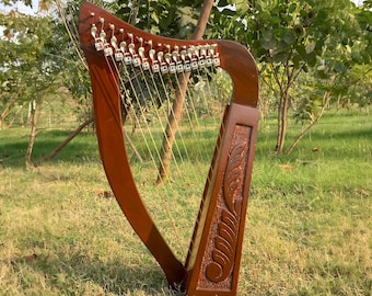 15 Strings Rosewood Irish Lever Lyre Harp Celtic Music Harp With Bag, Tuning Key & Nylon Strings