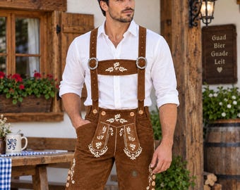 German Bavarian Trachten Oktoberfest Lederhosen For Men With Suspenders