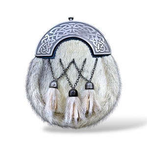 Skotska mäns Celtic Cantle Kilt Sporran Cross Chain Tofsar med kedja Bälte Läderpäls Sporran