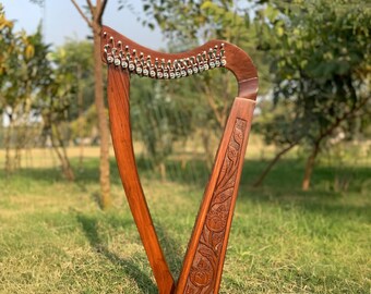 19-String Rosewood Irish Lever Harp, Celtic Lyre with Bag