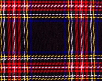 Stewart Black Clan Modern Tartan Fabric Sold By Yard - Highland 13oz Acrylic Wool Blend Fabric With 54" Width - Machine Washable