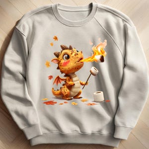 Baby Dragon Sneezing Fire Marshmallow Shirt, Cute Dragon Kids Tee, Fall Dragon Toddler Shirt, Fantasy Dragon Youth Hoodie Sweatshirt Gift